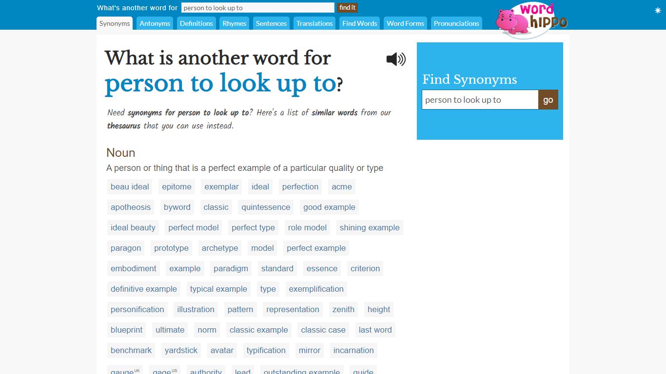 What is another word for person to look up to - WordHippo